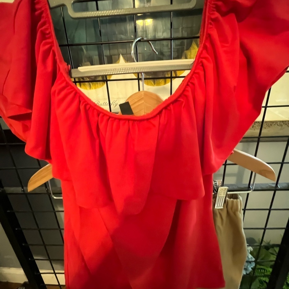 Red Ruffled Bodysuit - Picture 2 of 6